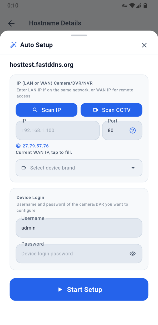 FastDDNS auto setup intro screen