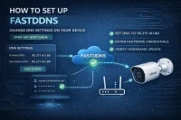 如何透過更改裝置上的 DNS 設定來設定 fastDDNS